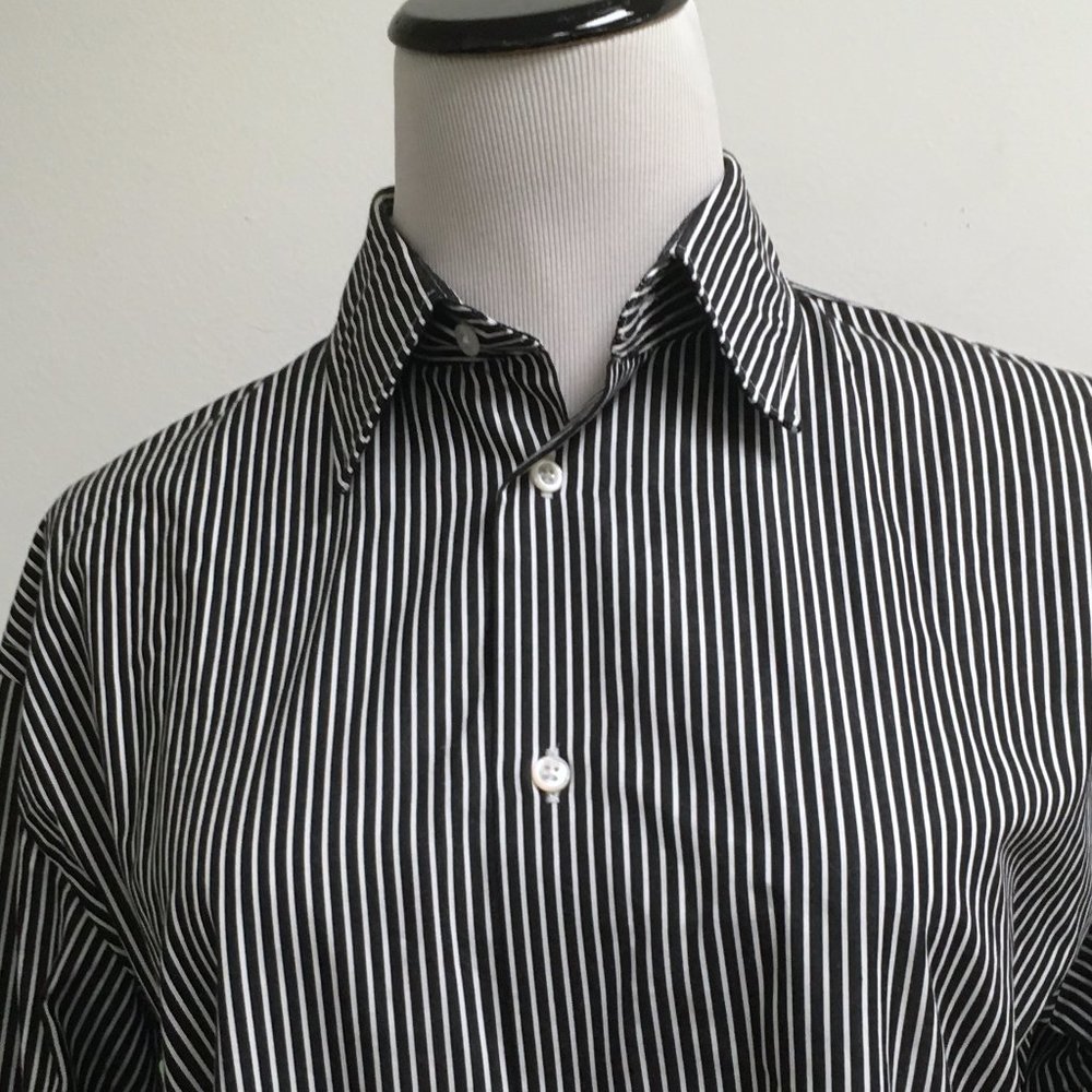 Ralph Lauren black label stripe cotton shirt 8 white black stripe classic